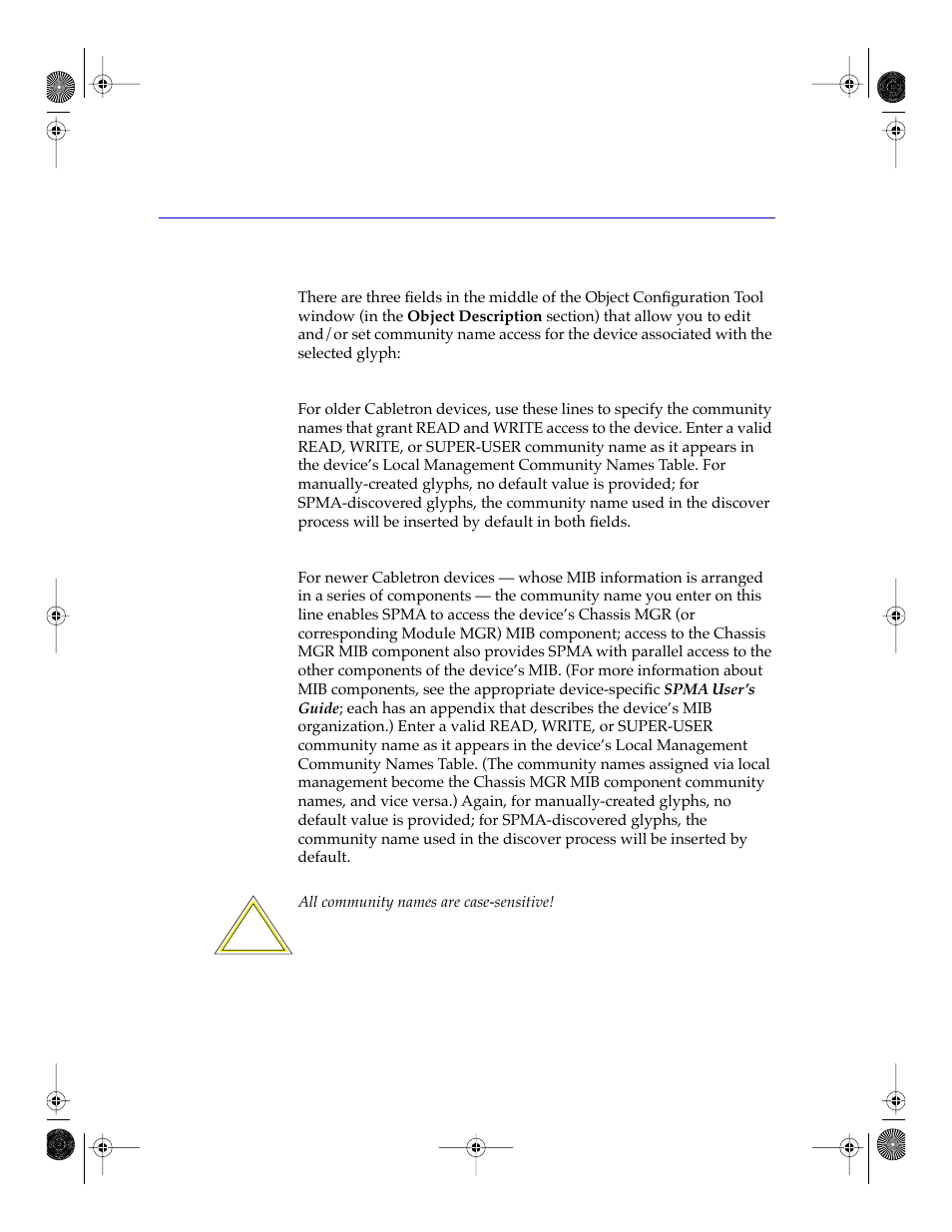 Assigning or editing community names, Assigning or editing community names -8, And gdmo) files associated with the device. see | Assigning or editing, Community names, Assigning or editing community, Names | Cabletron Systems Network Router User Manual | Page 48 / 100