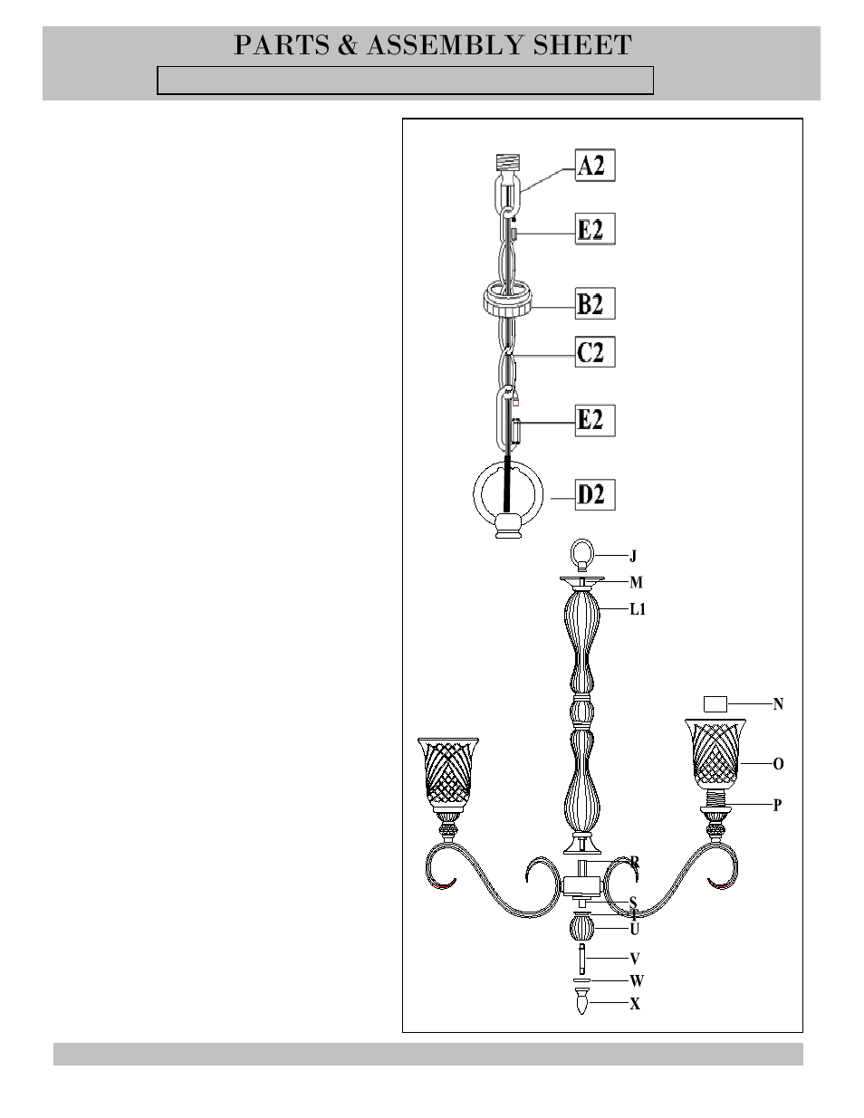 Parts & assembly sheet | Golden Lighting 8118-6 PW User Manual | Page 2 / 3