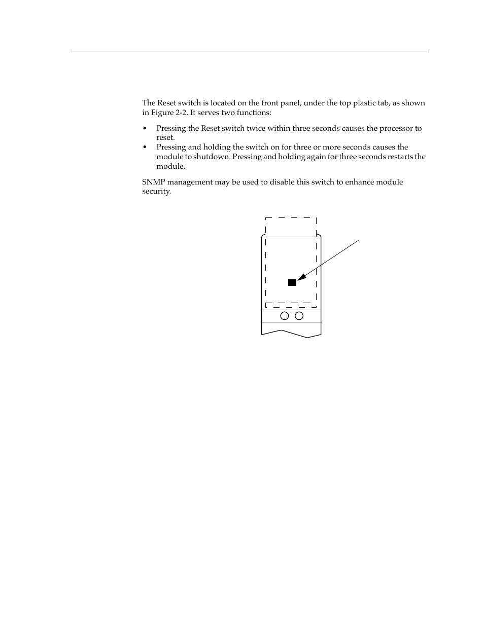 The reset switch | Cabletron Systems 9W111-08 User Manual | Page 15 / 28