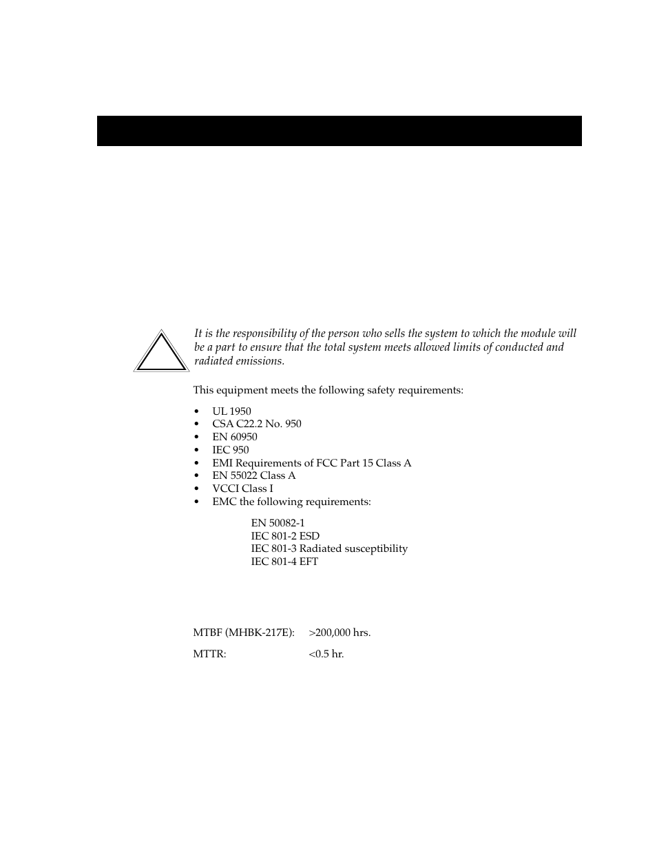 Specifications, Safety, Service | Chapter 5 | Cabletron Systems 9W111-08 User Manual | Page 27 / 28