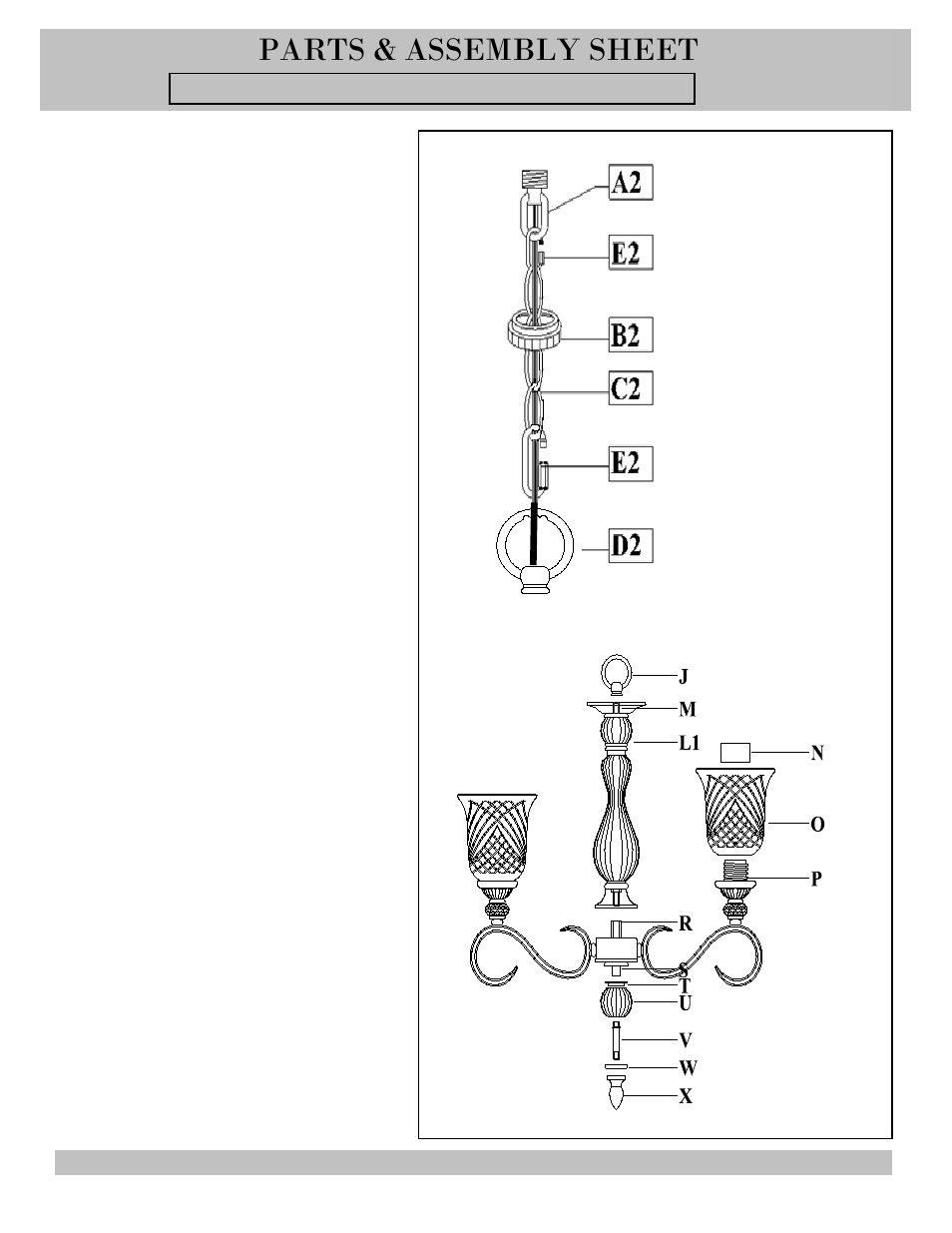 Parts & assembly sheet | Golden Lighting 8118-M3 PW User Manual | Page 2 / 3