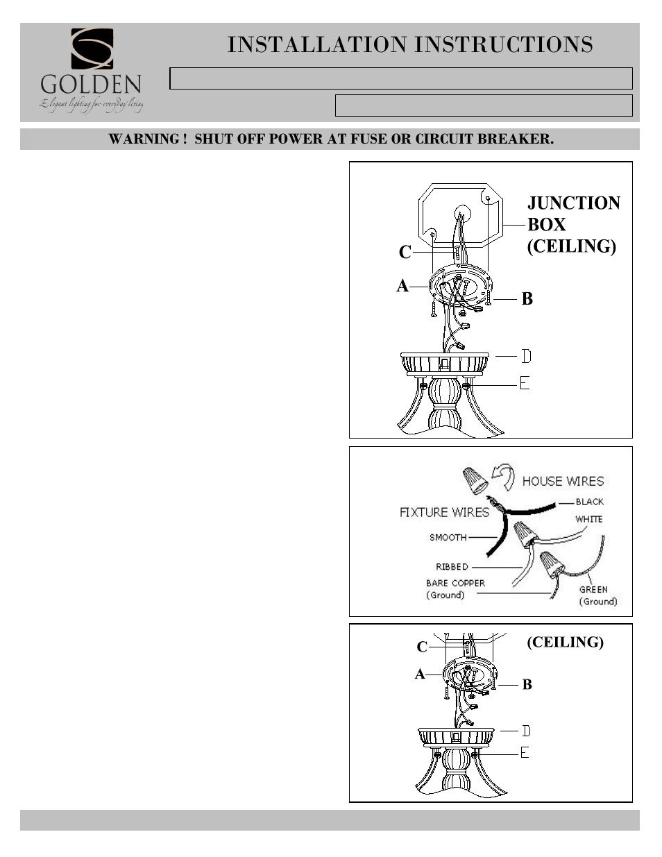 8118-sf-i, Installation instructions | Golden Lighting 8118-SF PW User Manual | Page 3 / 4