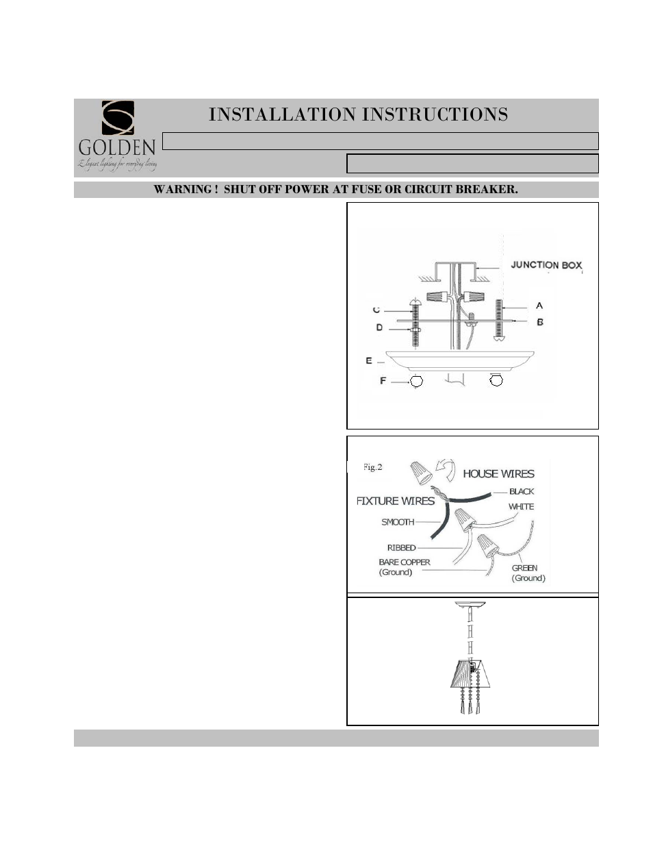 8201-m1l, Installation instructions | Golden Lighting 8201-M1L BLK User Manual | Page 3 / 3