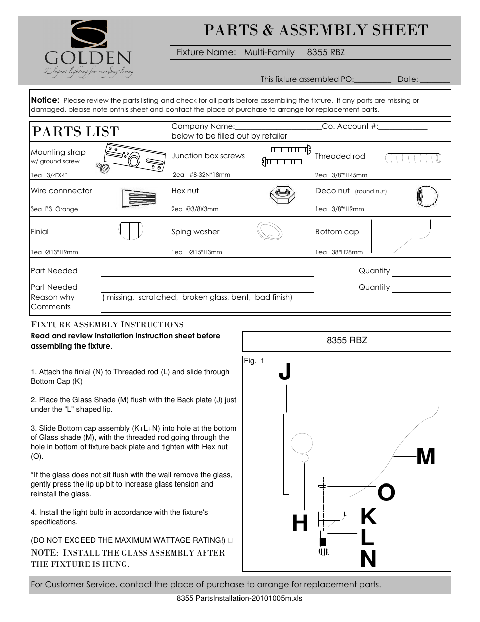 Golden Lighting 8355 RBZ User Manual | 2 pages