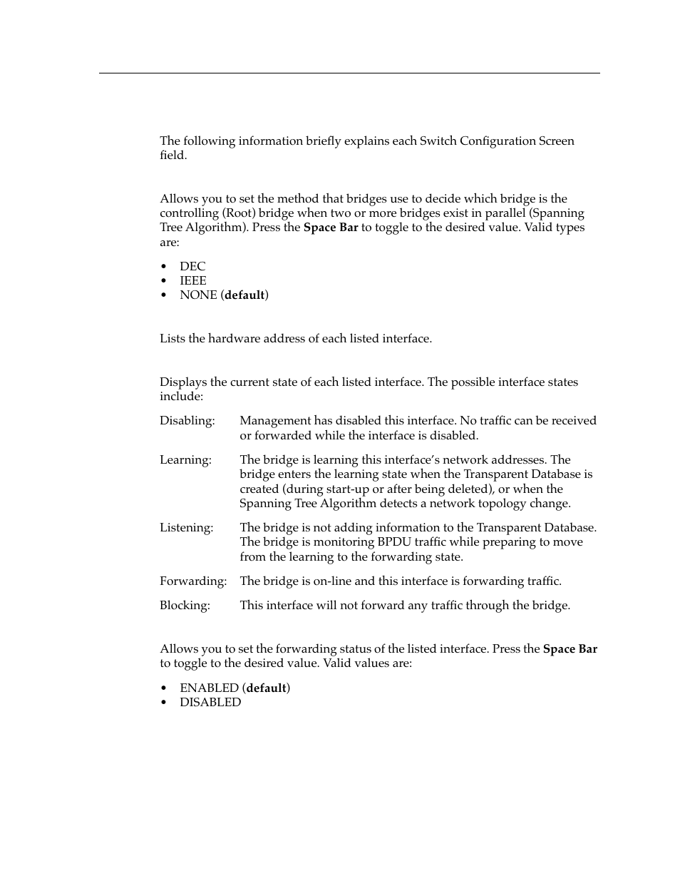 Switch configuration screen fields | Cabletron Systems 9F426-03 User Manual | Page 11 / 14