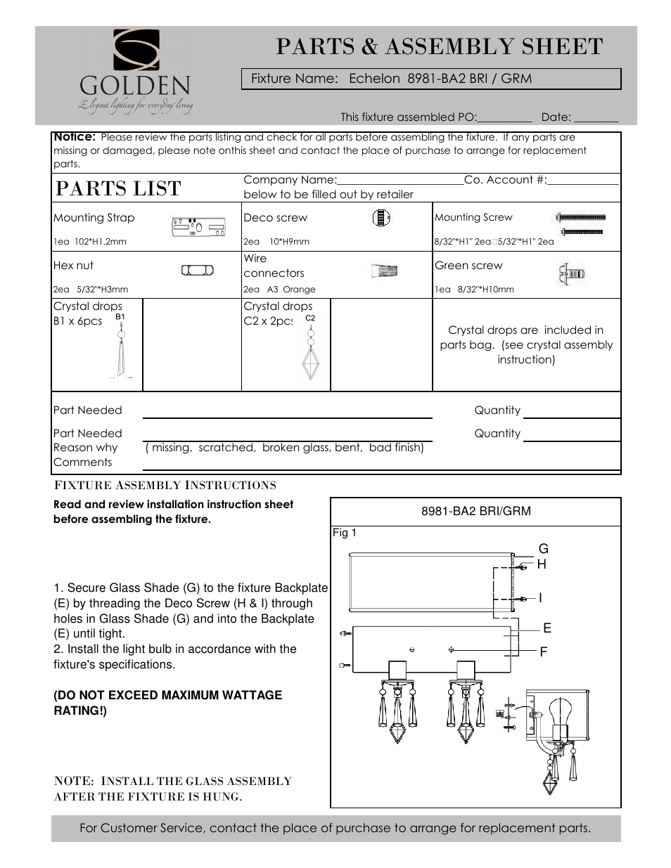 Golden Lighting 8981-BA2 BRI User Manual | 4 pages