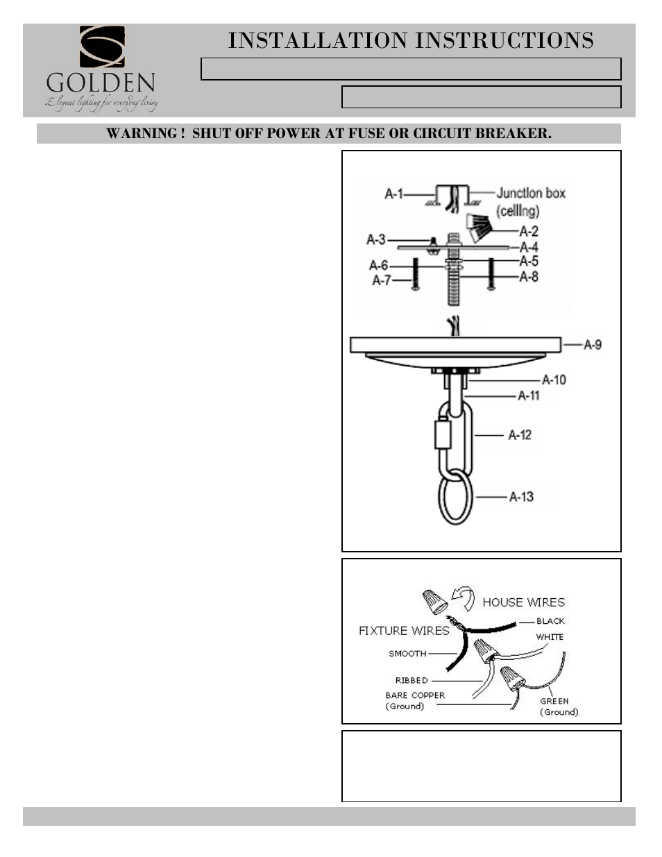 8981-chand-inst, Installation instructions | Golden Lighting 8981-M1L GRM User Manual | Page 3 / 5