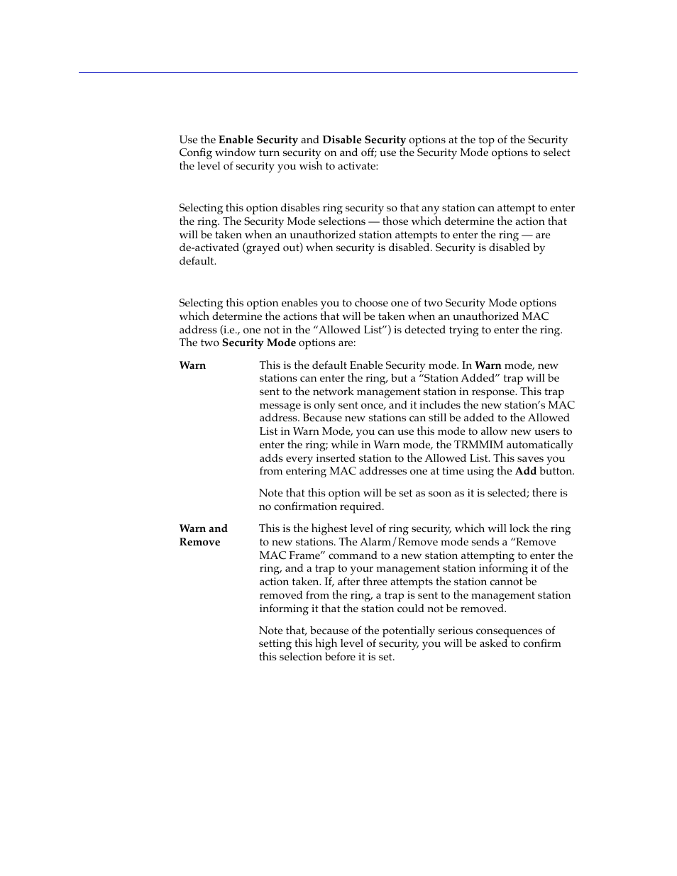Changing the ring security mode, Changing the ring security mode -10 | Cabletron Systems SPECTRUM TRMMIM User Manual | Page 112 / 120