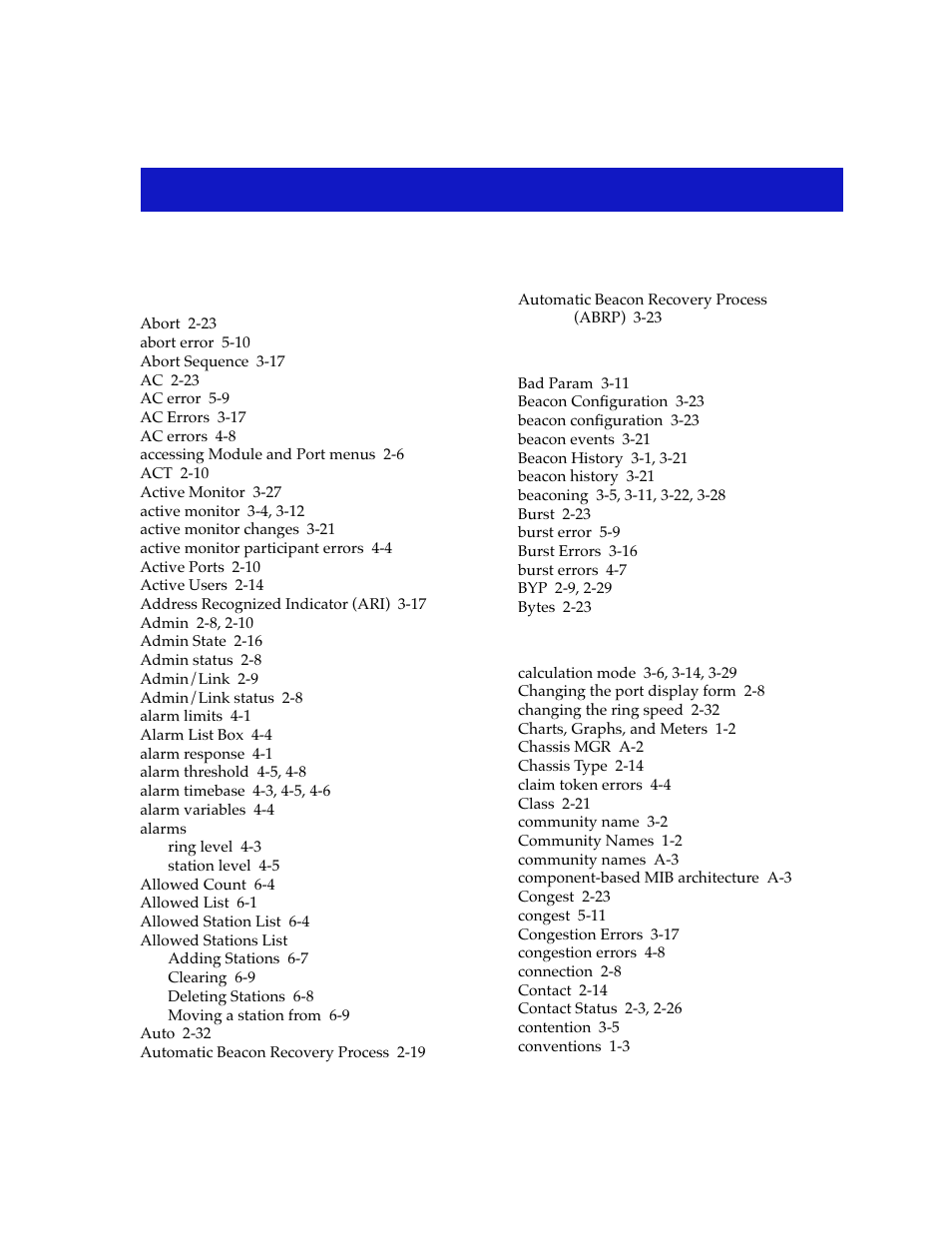 Index | Cabletron Systems SPECTRUM TRMMIM User Manual | Page 117 / 120