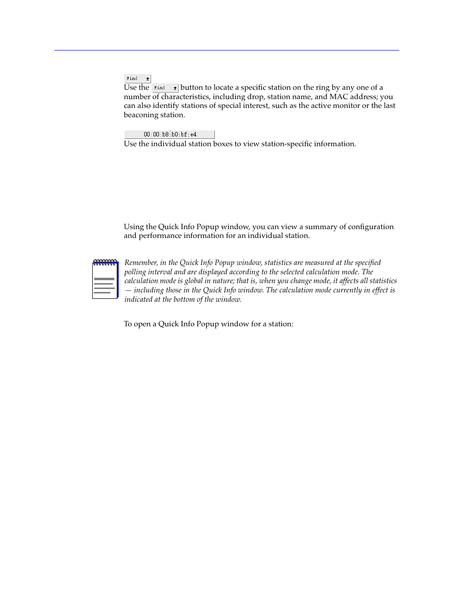 Viewing station-specific information, The quick info popup window, Viewing station-specific information -6 | The quick info popup window -6 | Cabletron Systems SPECTRUM TRMMIM User Manual | Page 56 / 120