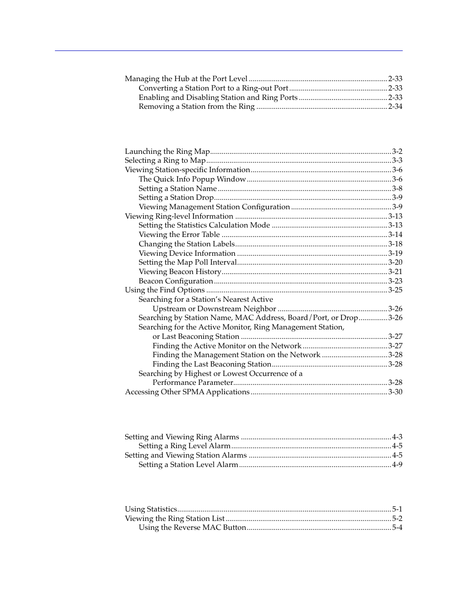 Chapter 3 ring map, Chapter 4 alarm configuration, Chapter 5 statistics | Cabletron Systems SPECTRUM TRMMIM User Manual | Page 6 / 120