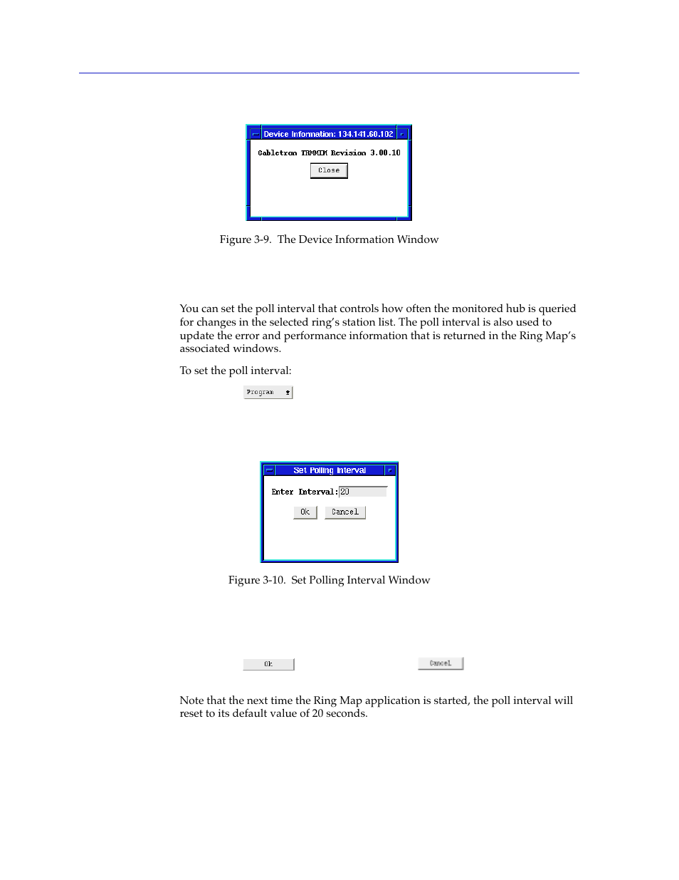 Setting the map poll interval, Setting the map poll interval -20, Figure 3-9 | Will appear | Cabletron Systems SPECTRUM TRMMIM User Manual | Page 70 / 120