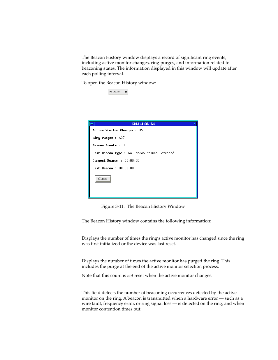 Viewing beacon history, Viewing beacon history -21 | Cabletron Systems SPECTRUM TRMMIM User Manual | Page 71 / 120