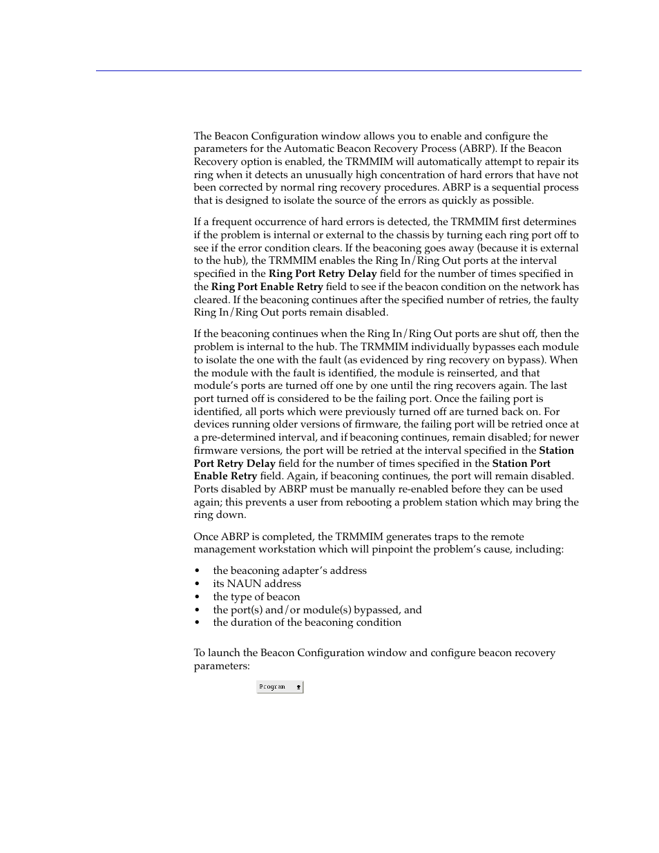 Beacon configuration, Beacon configuration -23 | Cabletron Systems SPECTRUM TRMMIM User Manual | Page 73 / 120