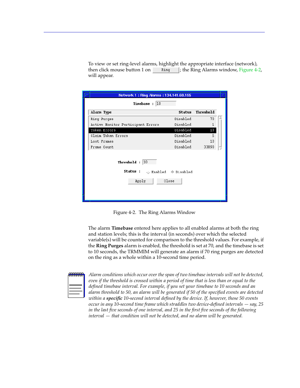 Setting and viewing ring alarms, Setting and viewing ring alarms -3 | Cabletron Systems SPECTRUM TRMMIM User Manual | Page 83 / 120