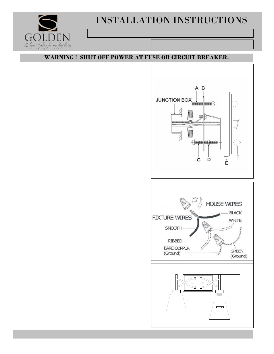 9106-ba2-2, Installation instructions | Golden Lighting 9106-BA2 PW User Manual | Page 2 / 2