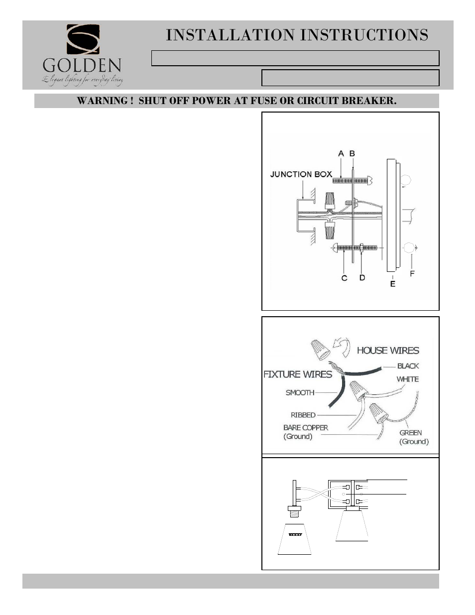 9106-ba3-2, Installation instructions | Golden Lighting 9106-BA3 PW User Manual | Page 2 / 2