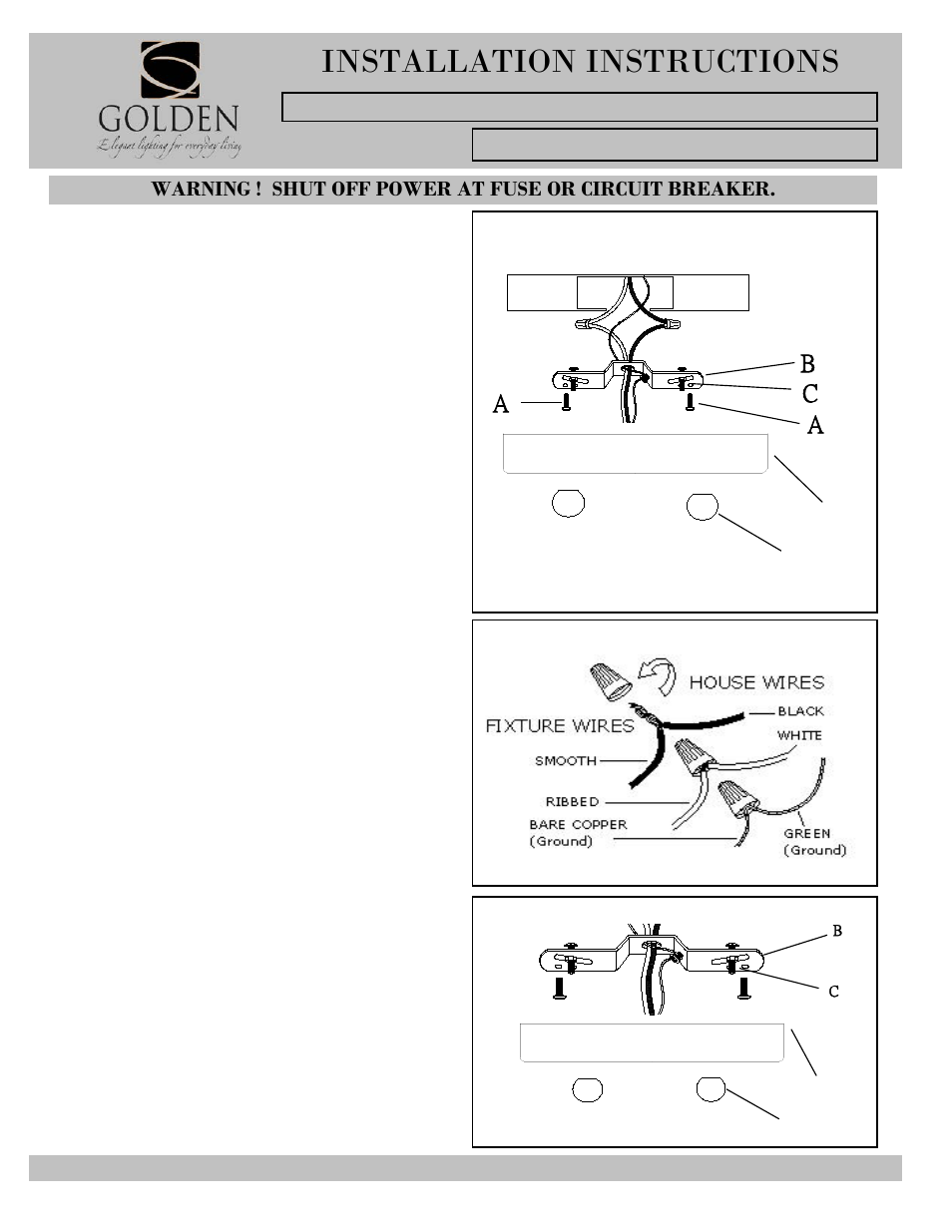 9106-pendant-i, Installation instructions, Ac a | Golden Lighting 9106-M3 PW-OPL User Manual | Page 3 / 3