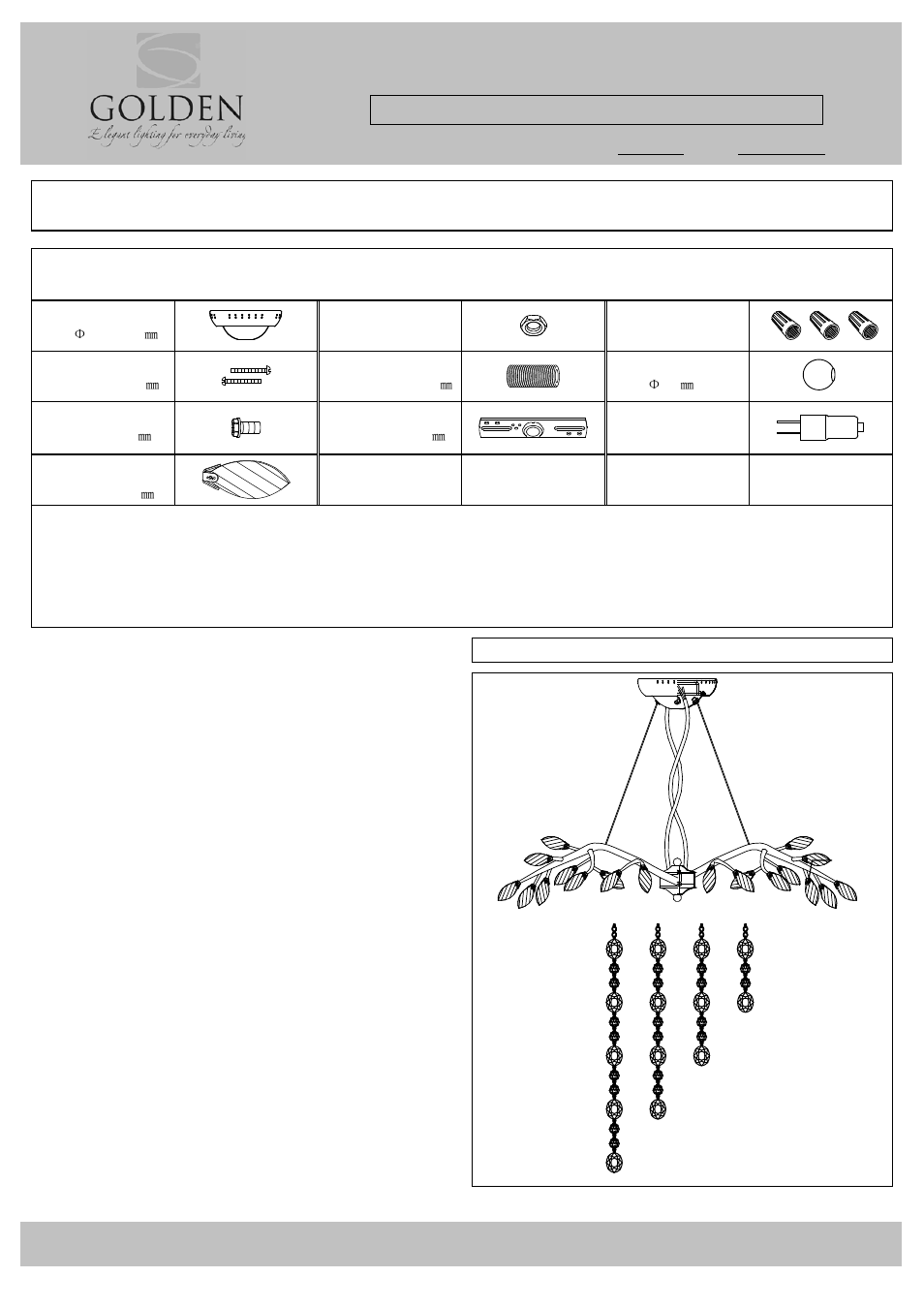 Csa055312halg2, Parts & assembly sheet, Parts list | Fixture assembly instructions, This fixture assembled po: date: fixture name, Notice, Fig.3 | Golden Lighting 9903-12 MG User Manual | Page 2 / 3