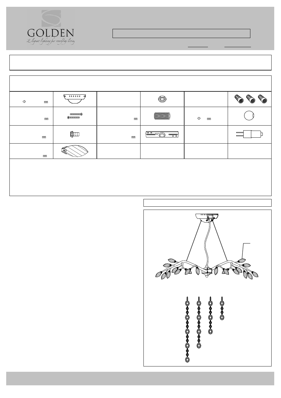 Csa055306halg2, Parts & assembly sheet, Parts list | Fixture assembly instructions, This fixture assembled po: date: fixture name, Notice, Fig.3 | Golden Lighting 9903-6 MG User Manual | Page 2 / 3