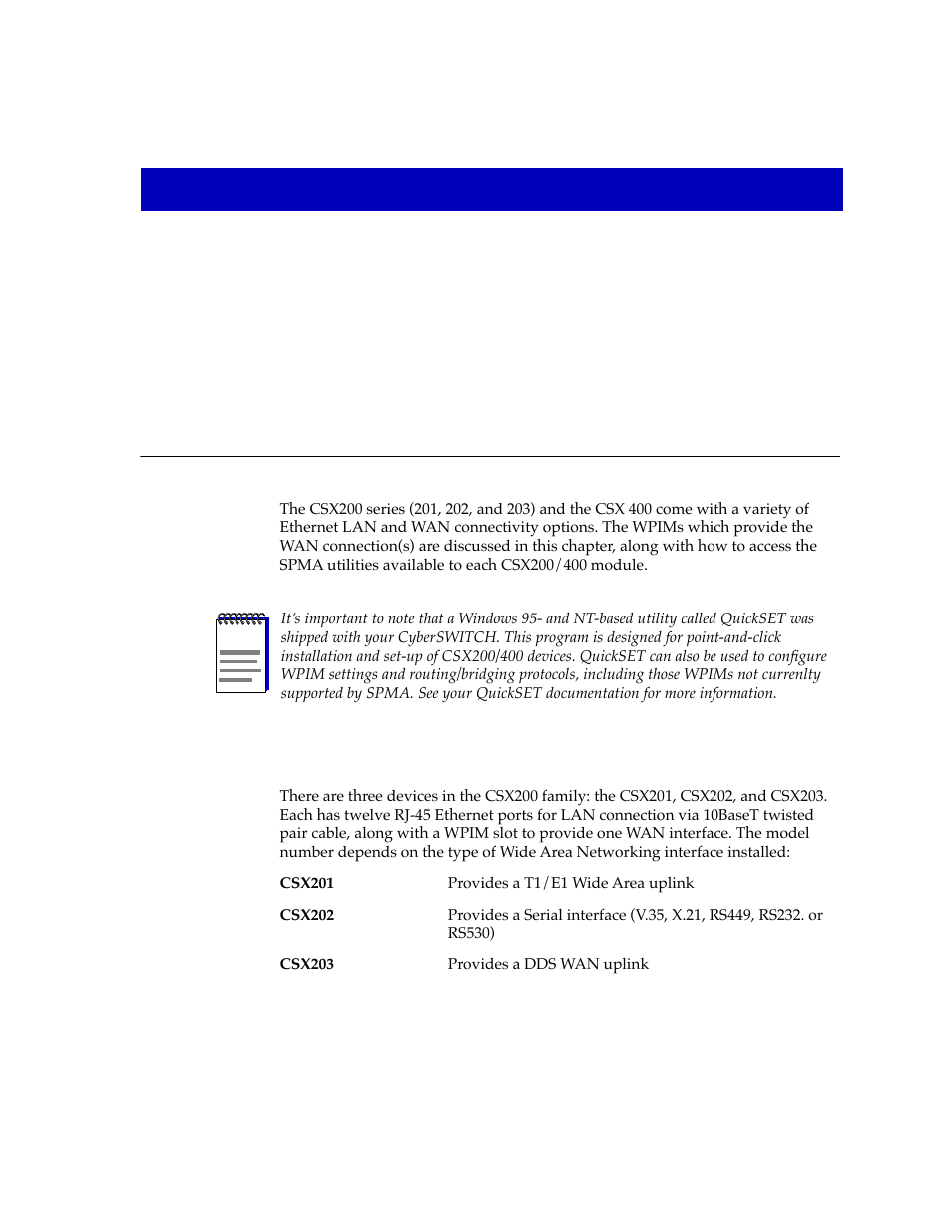 Device configuration, About the csx200 series, Chapter 2 | About the csx200 series -1 | Cabletron Systems CSX400 User Manual | Page 15 / 101