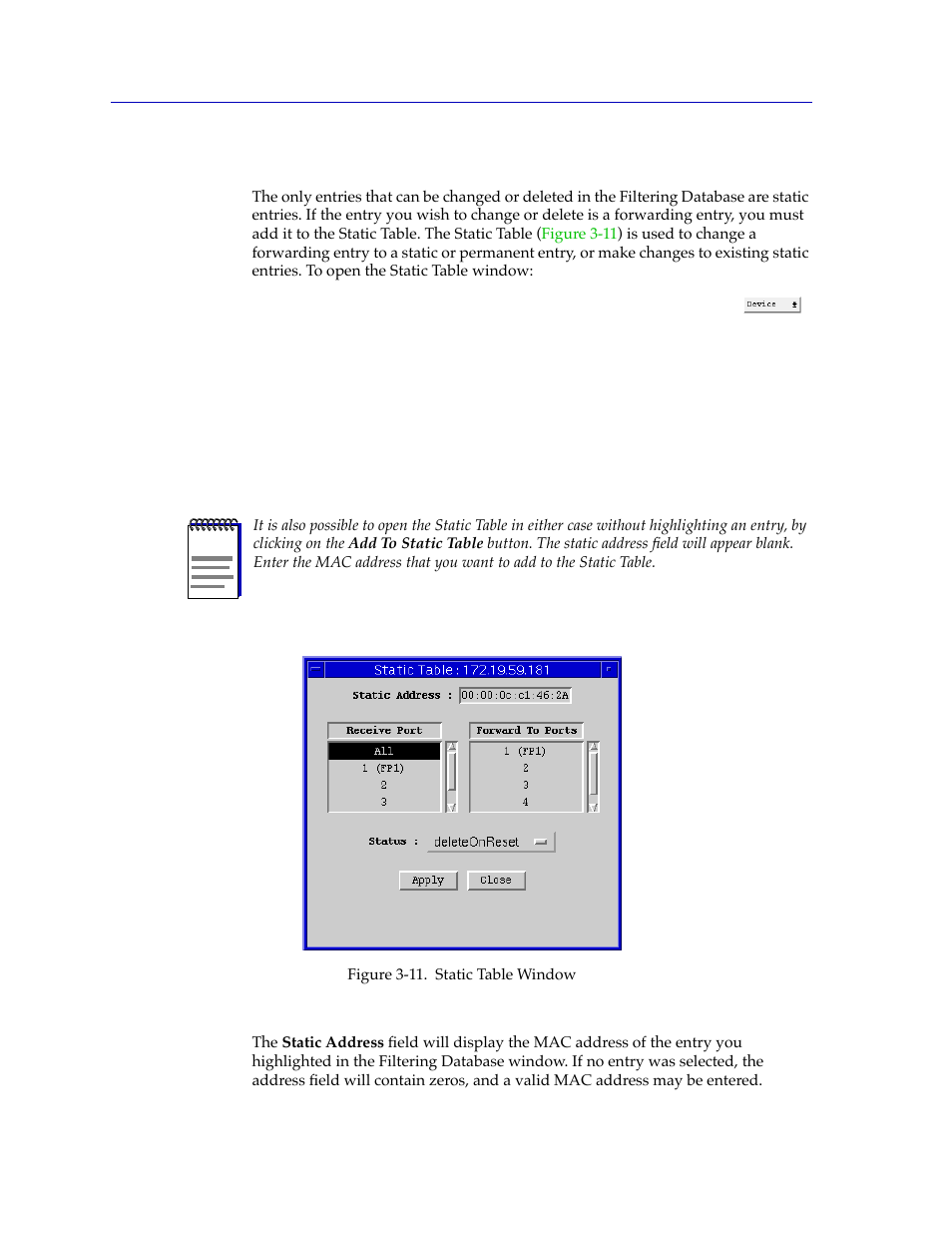 Changing forwarding and static database entries | Cabletron Systems CSX400 User Manual | Page 46 / 101