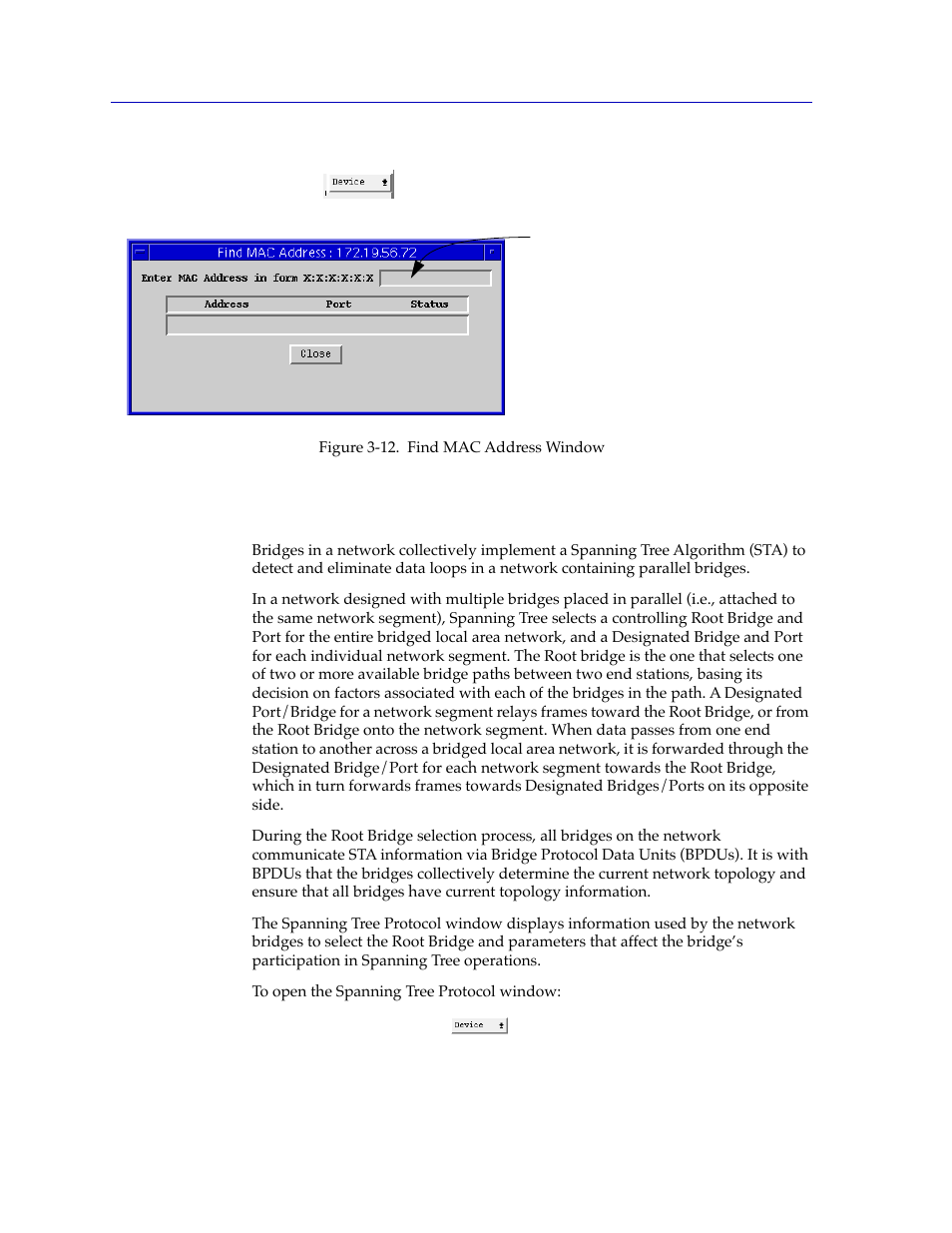 The spanning tree protocol window, The spanning tree protocol window -28 | Cabletron Systems CSX400 User Manual | Page 48 / 101