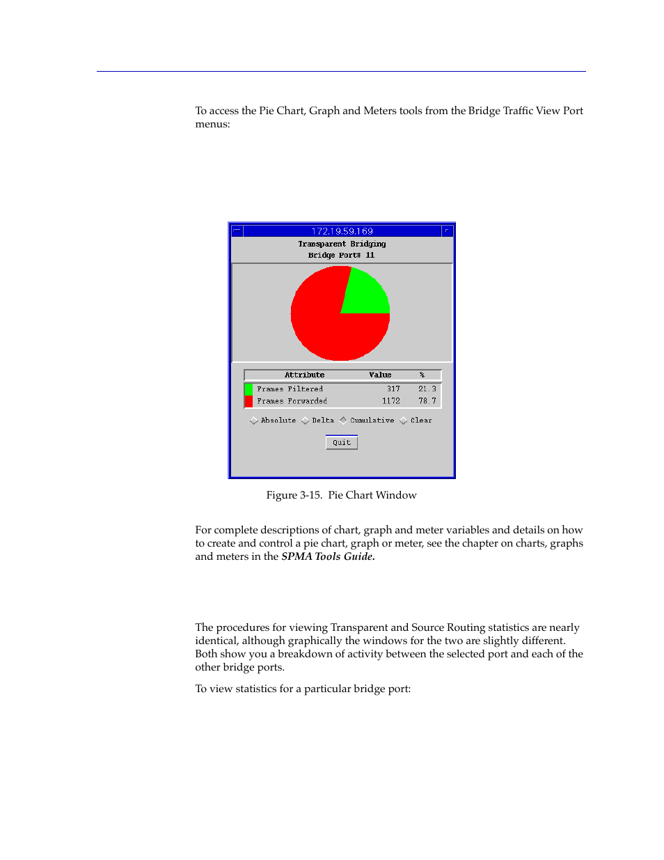 The bridge port forwarding statistics window, The bridge port forwarding statistics window -35 | Cabletron Systems CSX400 User Manual | Page 55 / 101