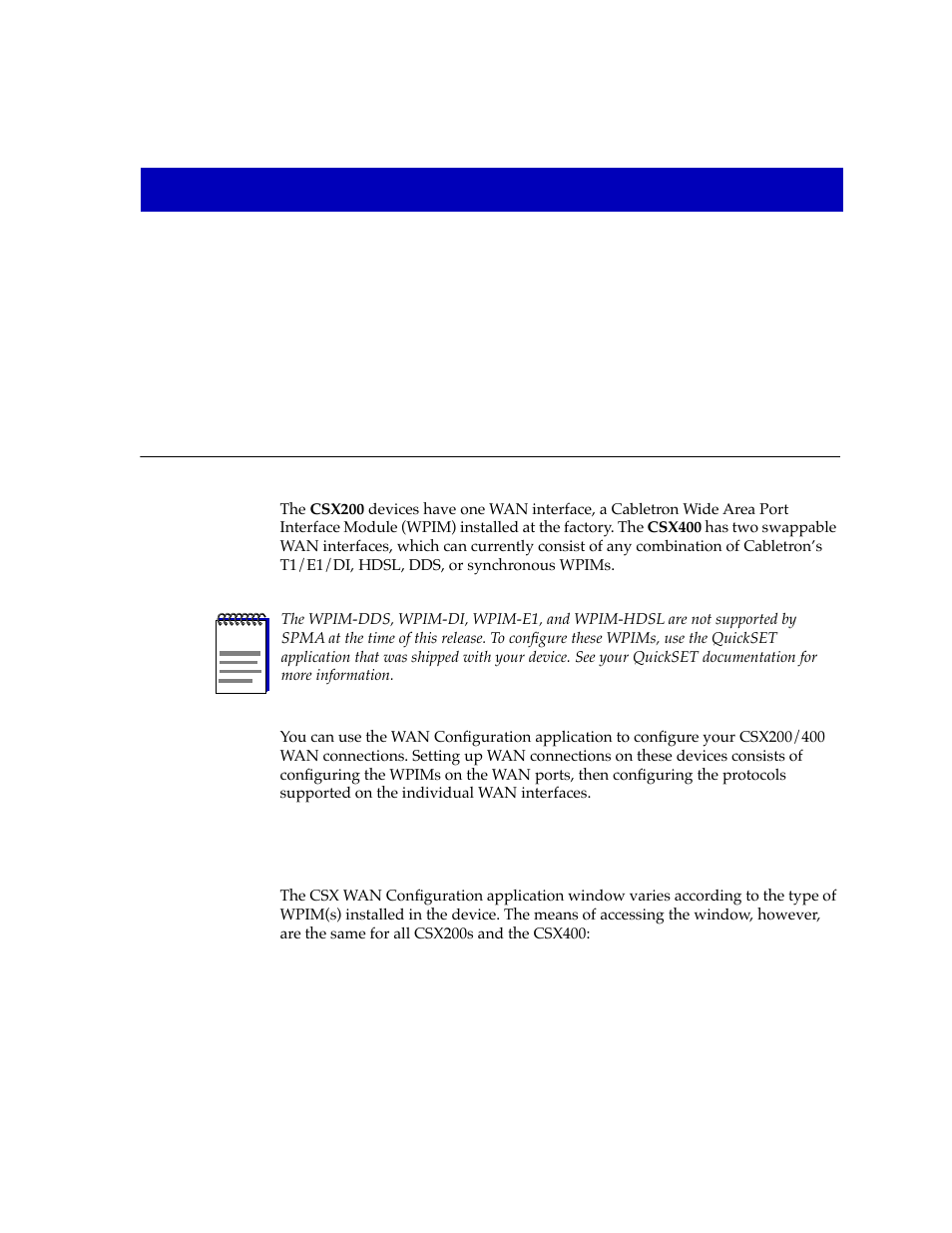 Csx wan configuration, Accessing the csx wan configuration window, Chapter 4 | Accessing the csx wan conþguration window -1 | Cabletron Systems CSX400 User Manual | Page 65 / 101