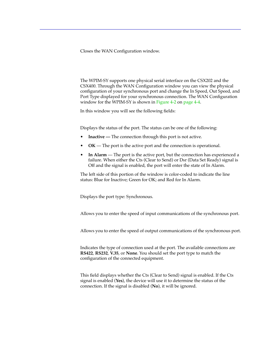 Synchronous port configuration, Synchronous port conþguration -5 | Cabletron Systems CSX400 User Manual | Page 69 / 101