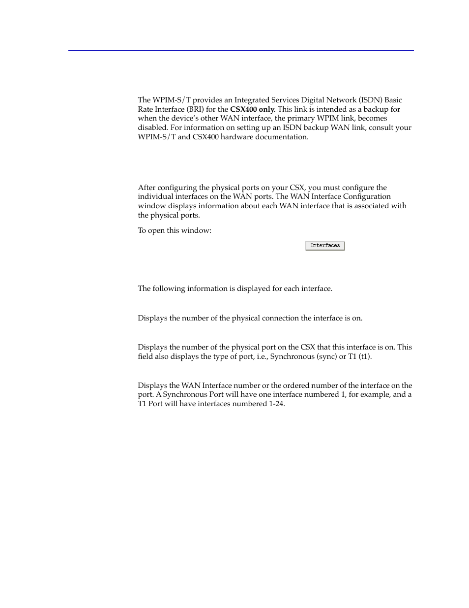 Wpim s/t configuration, Interface configuration window, Interface conþguration window | Described on | Cabletron Systems CSX400 User Manual | Page 73 / 101