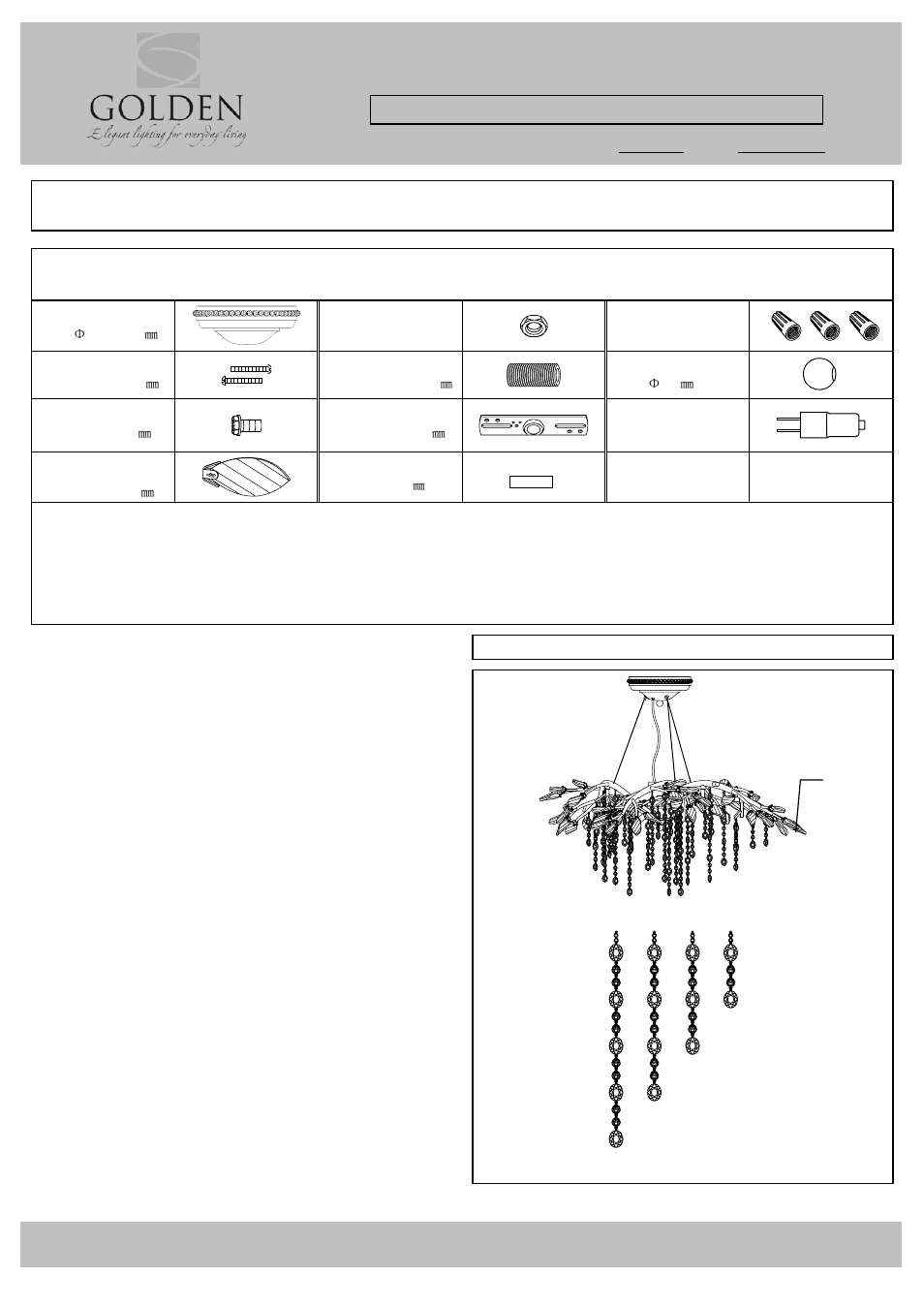 Parts & assembly sheet, Parts list, Fixture assembly instructions | This fixture assembled po: date: fixture name, Notice, Fig.3 a | Golden Lighting 9903-6 MSI User Manual | Page 2 / 3