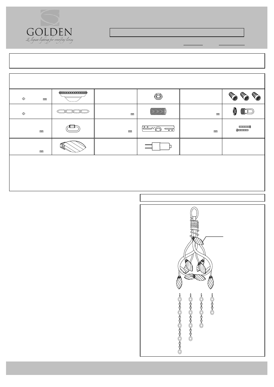 Parts & assembly sheet, Parts list, Fixture assembly instructions | Notice, Fig.3 a | Golden Lighting 9903-M1L MSI User Manual | Page 2 / 3