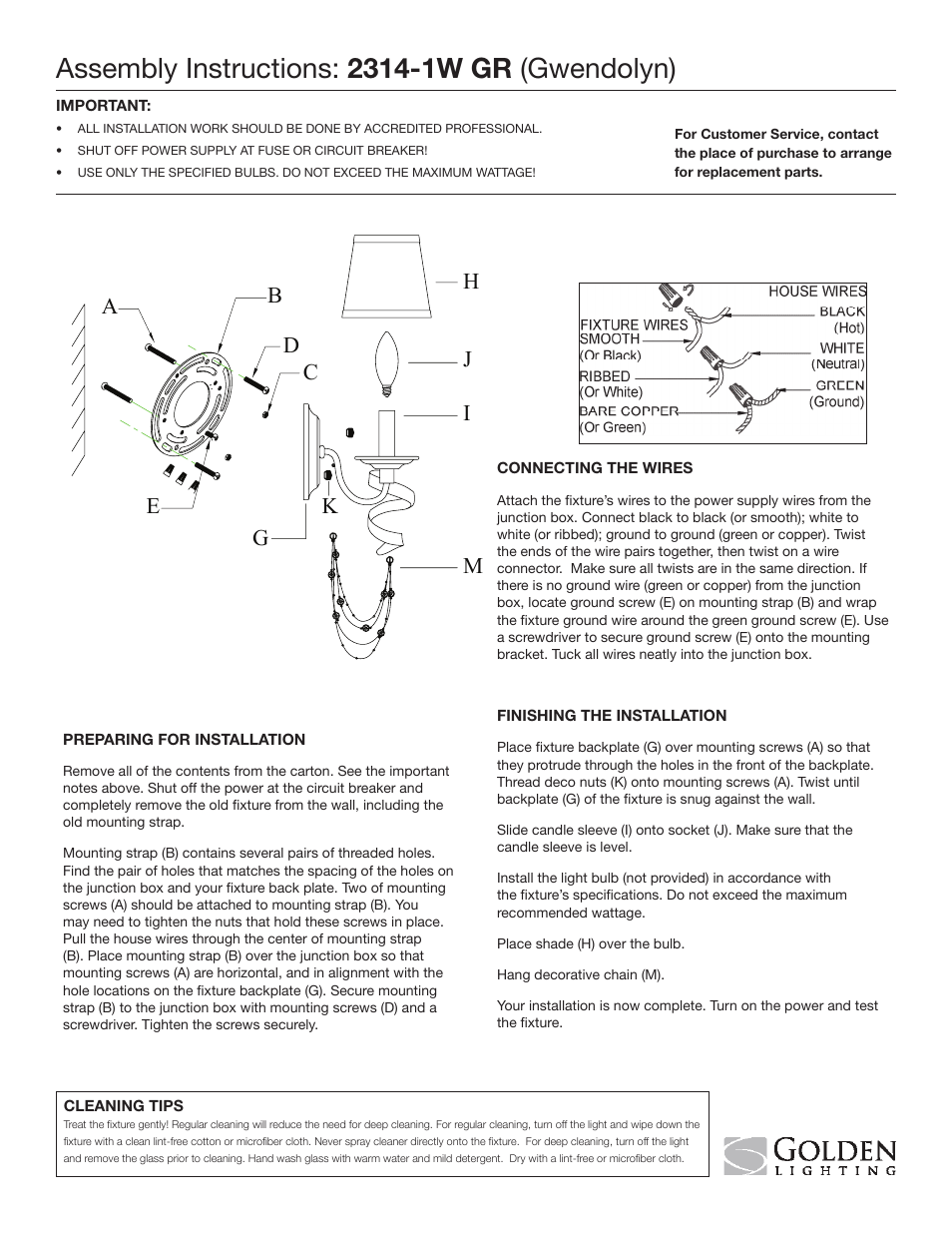 Golden Lighting 2314-1W GR User Manual | 1 page
