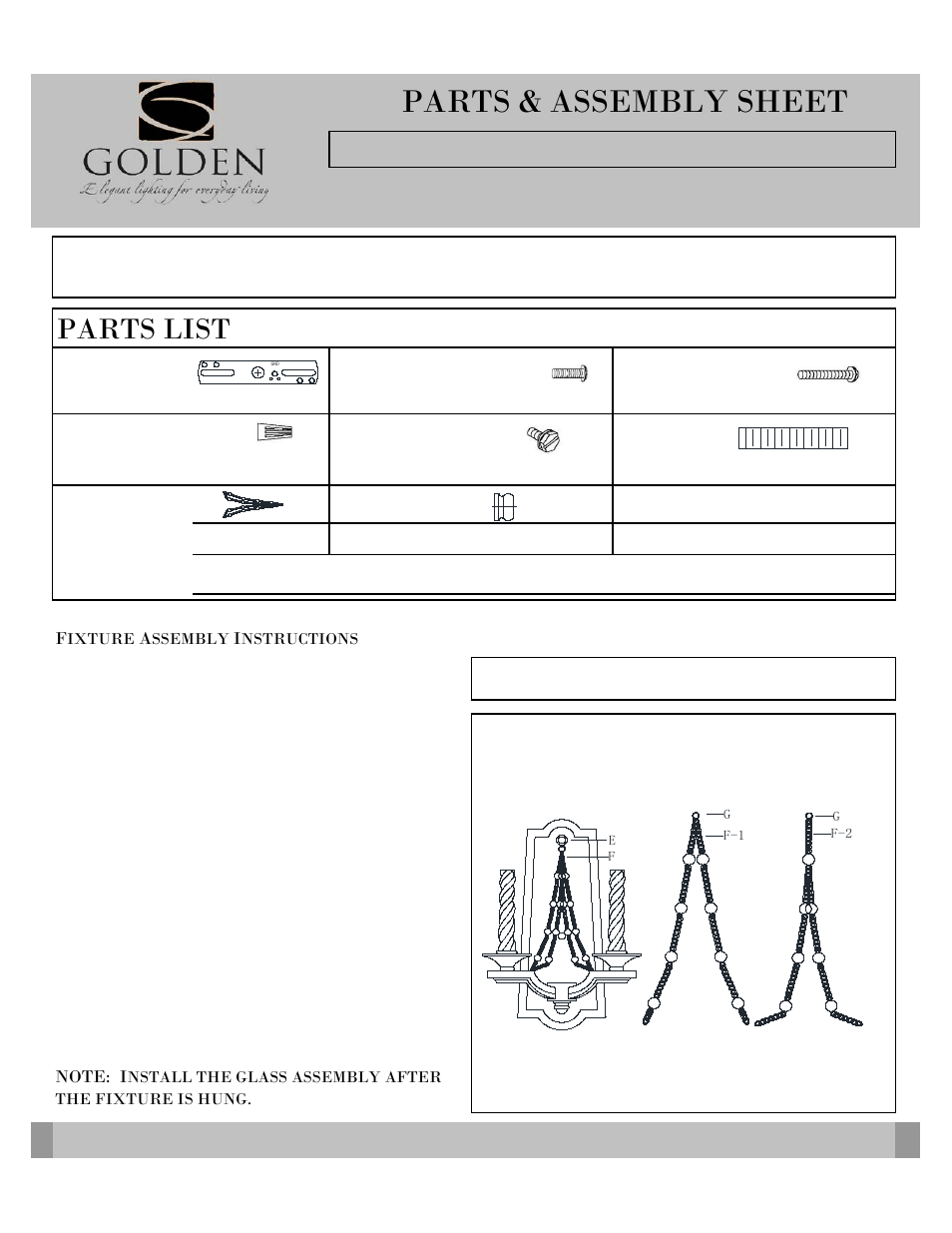 Golden Lighting 3071- WSC GG User Manual | 2 pages