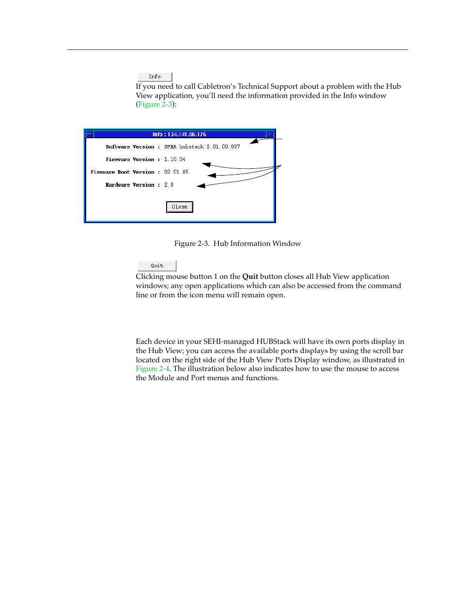 Using the mouse in the hub view ports display, Using the mouse in the hub view ports display -5 | Cabletron Systems SEHI-22/24 User Manual | Page 19 / 90