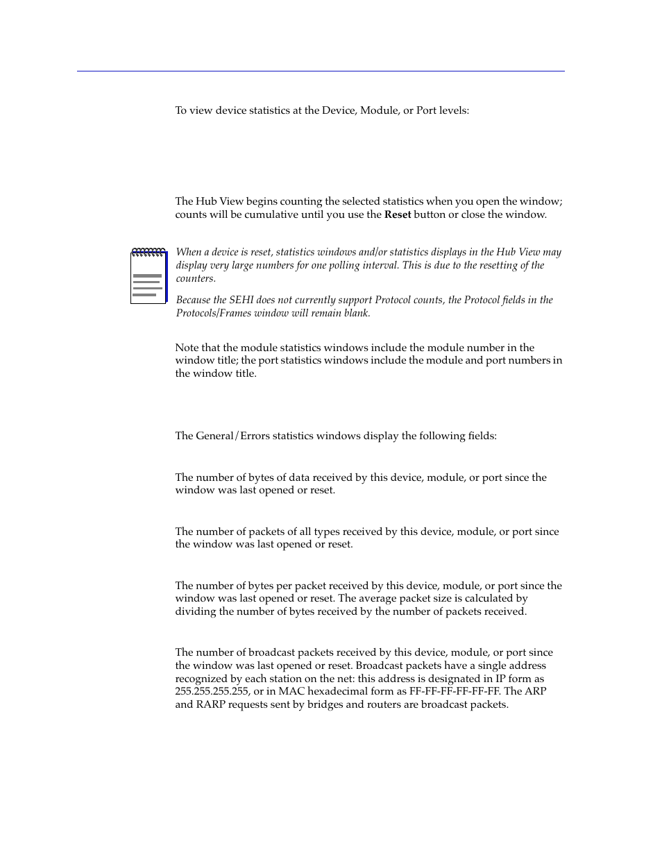 General/error statistics, General/error statistics -16 | Cabletron Systems SEHI-22/24 User Manual | Page 30 / 90
