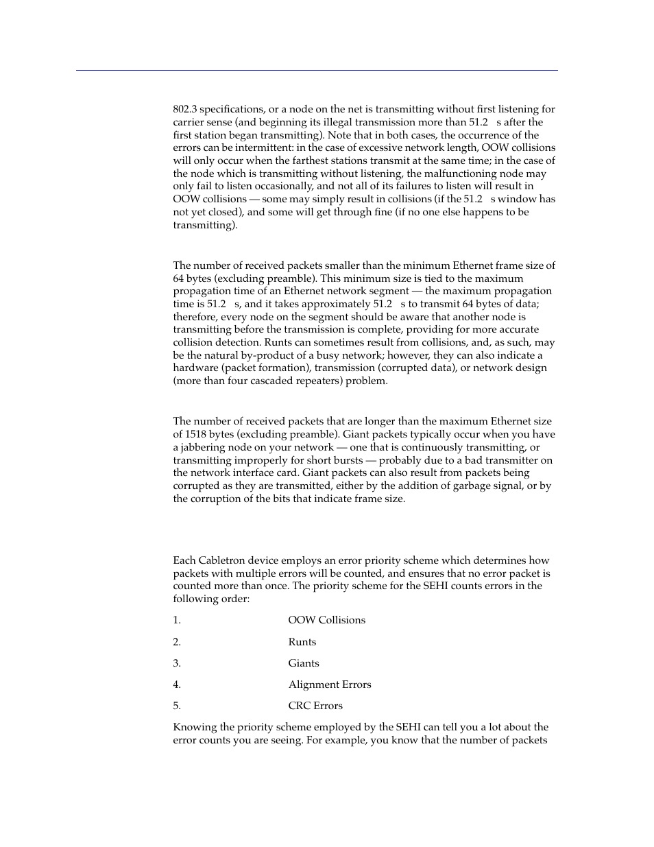 The sehi error priority scheme, The sehi error priority scheme -18 | Cabletron Systems SEHI-22/24 User Manual | Page 32 / 90
