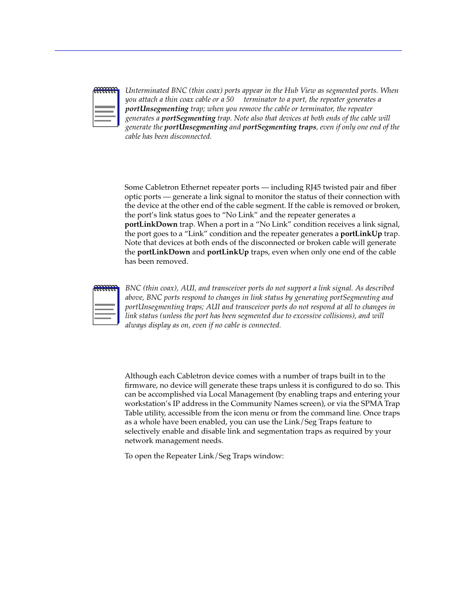 What is a link trap, Enabling and disabling link/seg traps | Cabletron Systems SEHI-22/24 User Manual | Page 40 / 90