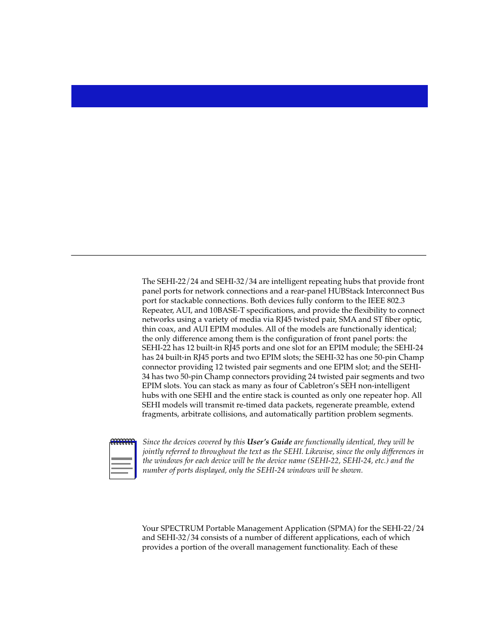 Introduction to spma for the sehi-22/24 and sehi-3, Using the sehi user’s guide, Chapter 1 | Using the sehi user’s guide -1 | Cabletron Systems SEHI-22/24 User Manual | Page 7 / 90