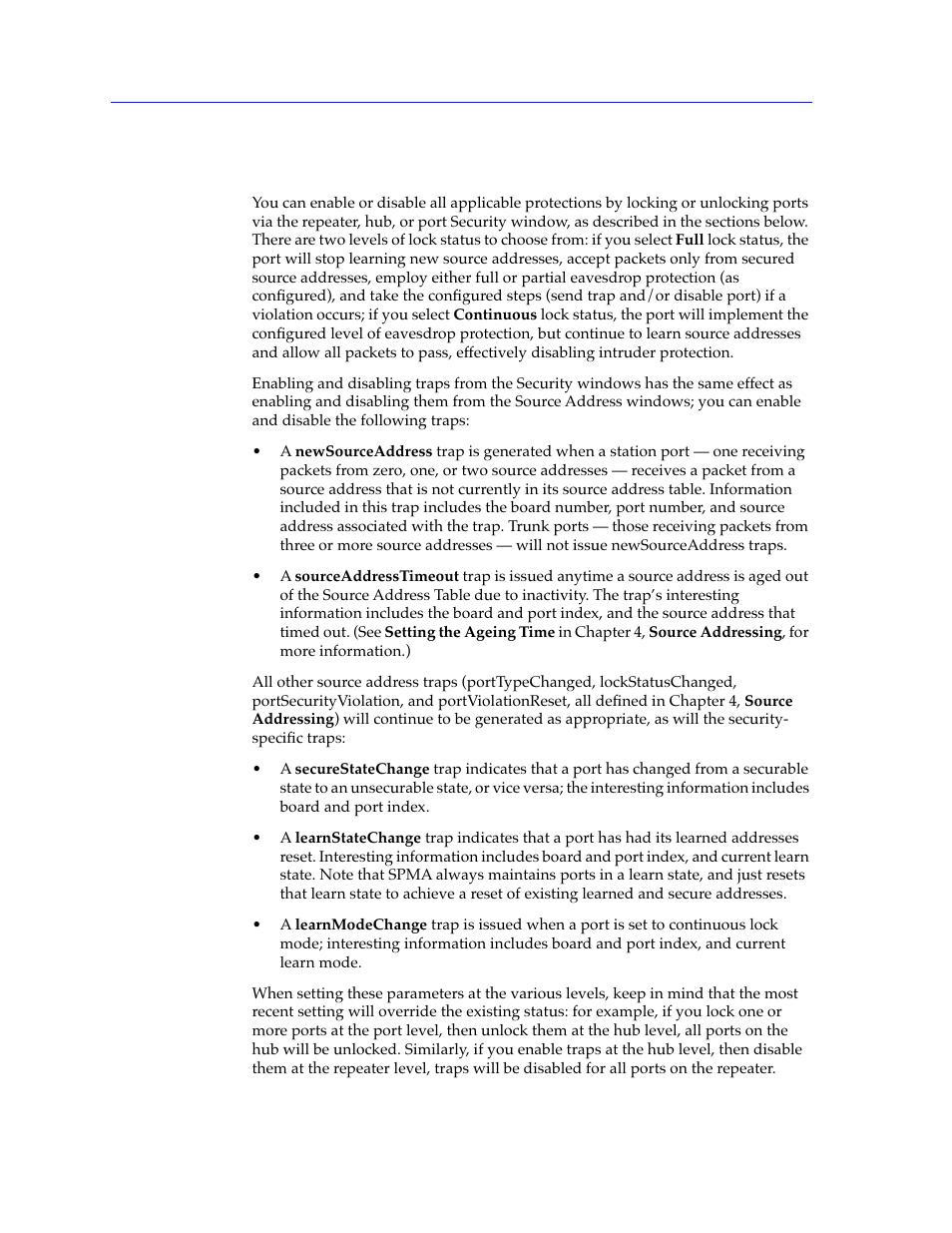 Enabling security and traps, Enabling security and traps -12, For details | Cabletron Systems SEHI-22/24 User Manual | Page 76 / 90