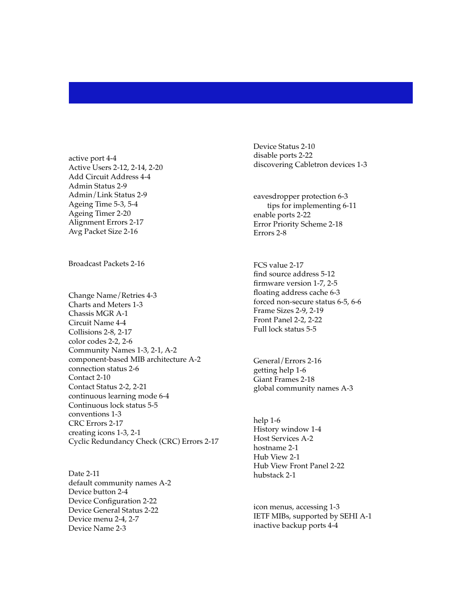 Index | Cabletron Systems SEHI-22/24 User Manual | Page 87 / 90