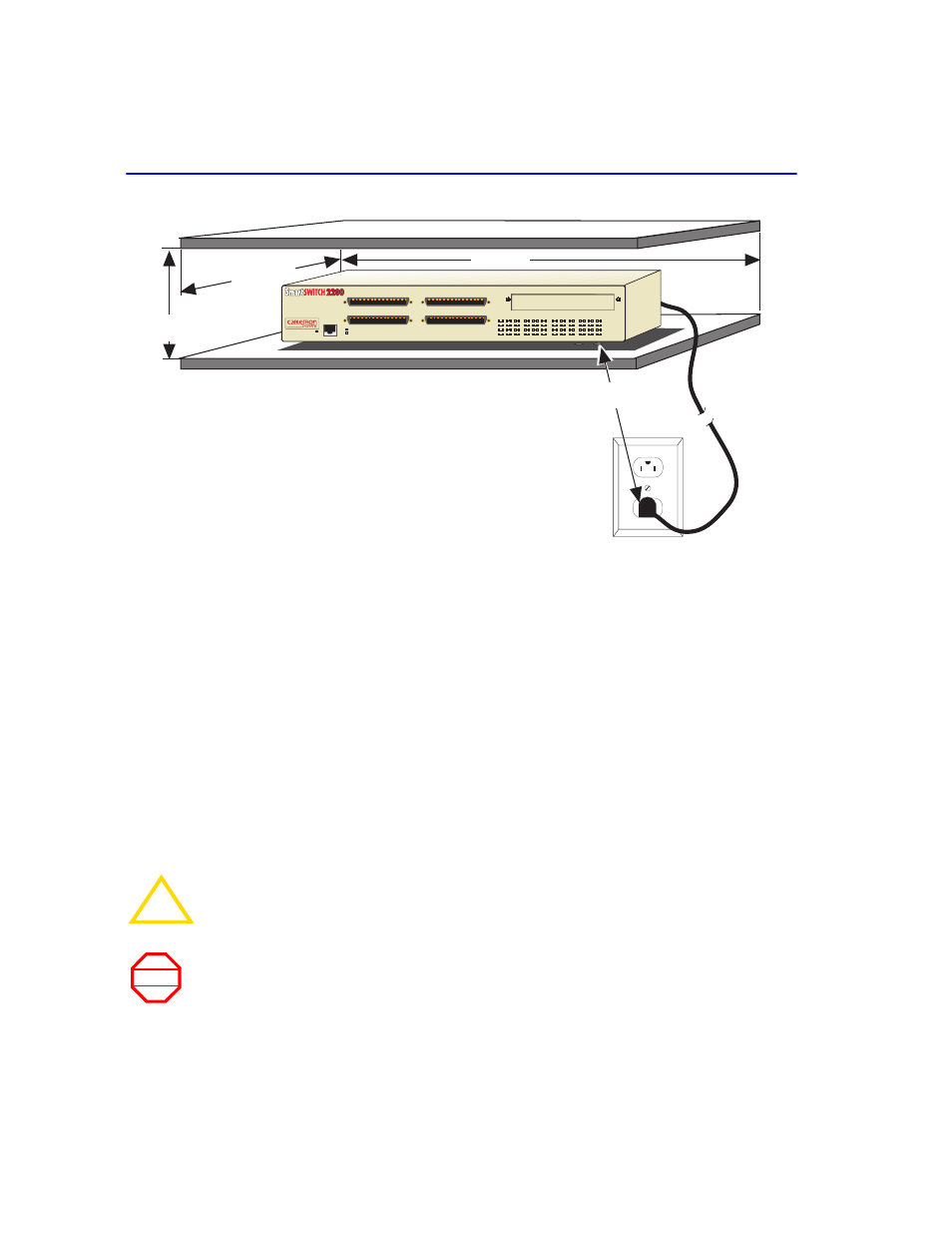 2 rackmount installation, Rackmount installation -4, Tabletop or shelf installation -4 | A tabletop or shelf installation and, Section 3.3.2, Describes the rackmount installation, Wn in, Figure 3-1, Reset | Cabletron Systems 2200 User Manual | Page 34 / 64