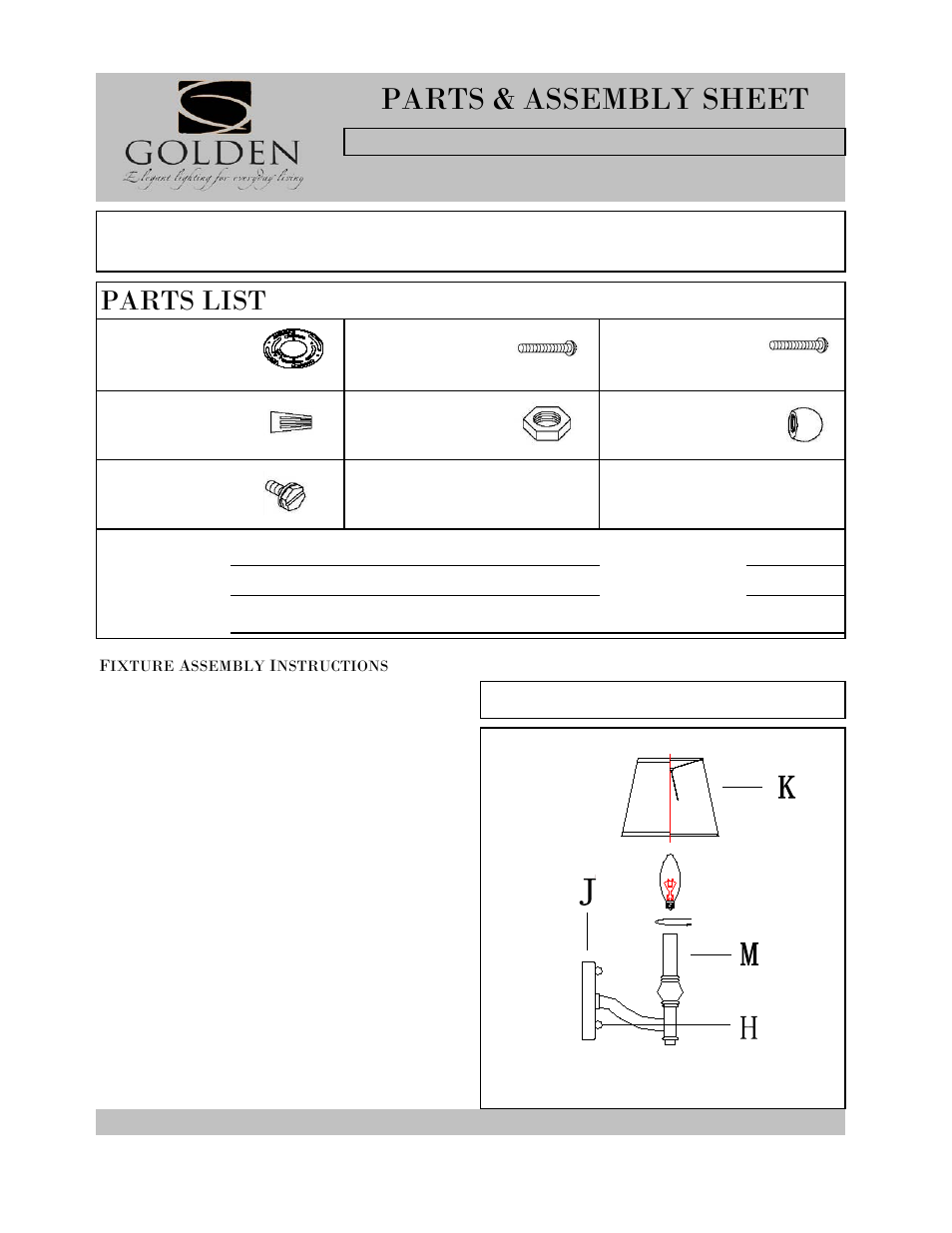 Golden Lighting 3500--1W AB User Manual | 2 pages