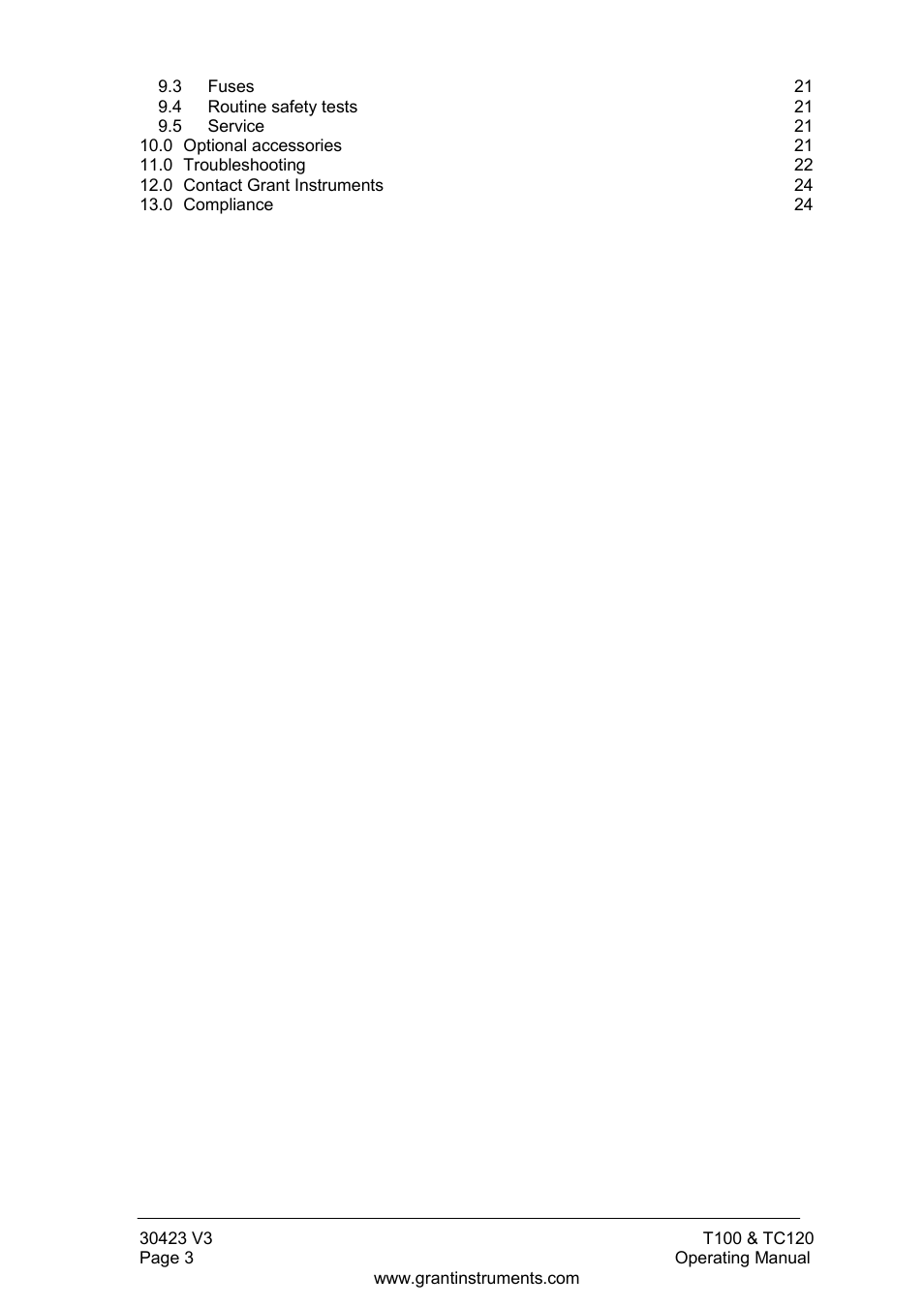 Grant Instruments TC120 Operating Manual User Manual | Page 4 / 124