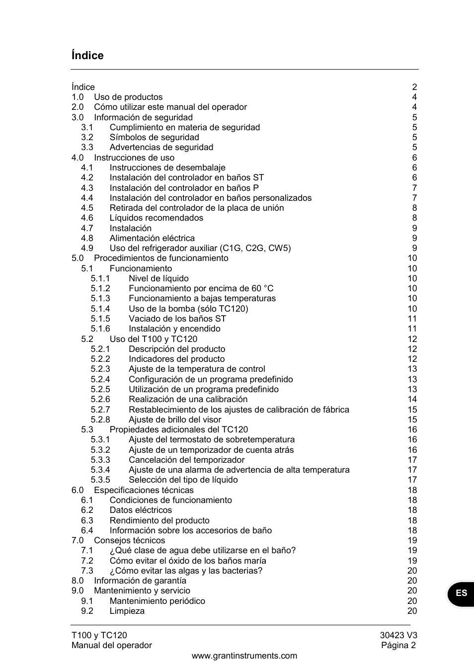 Índice | Grant Instruments TC120 Operating Manual User Manual | Page 99 / 124