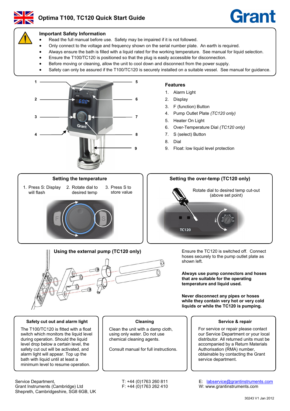 Grant Instruments TC120 Quick Start User Manual | 6 pages