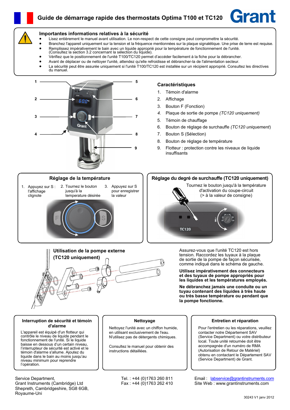 Grant Instruments TC120 Quick Start User Manual | Page 3 / 6