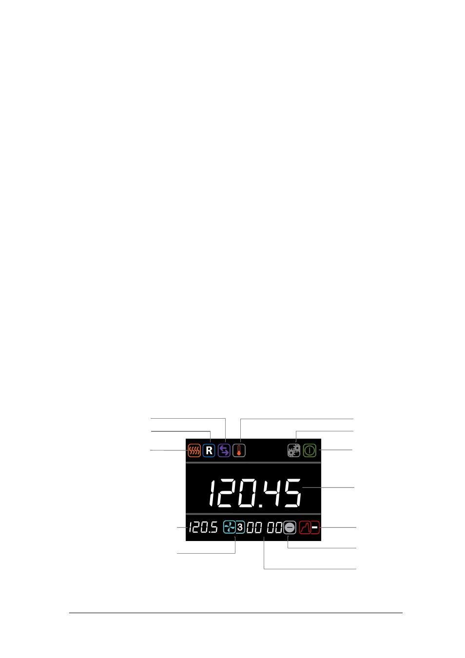 Ajuste del termostato de sobretemperatura, Explicación de los iconos de la pantalla inicial | Grant Instruments TXF200 Operating Manual User Manual | Page 184 / 214