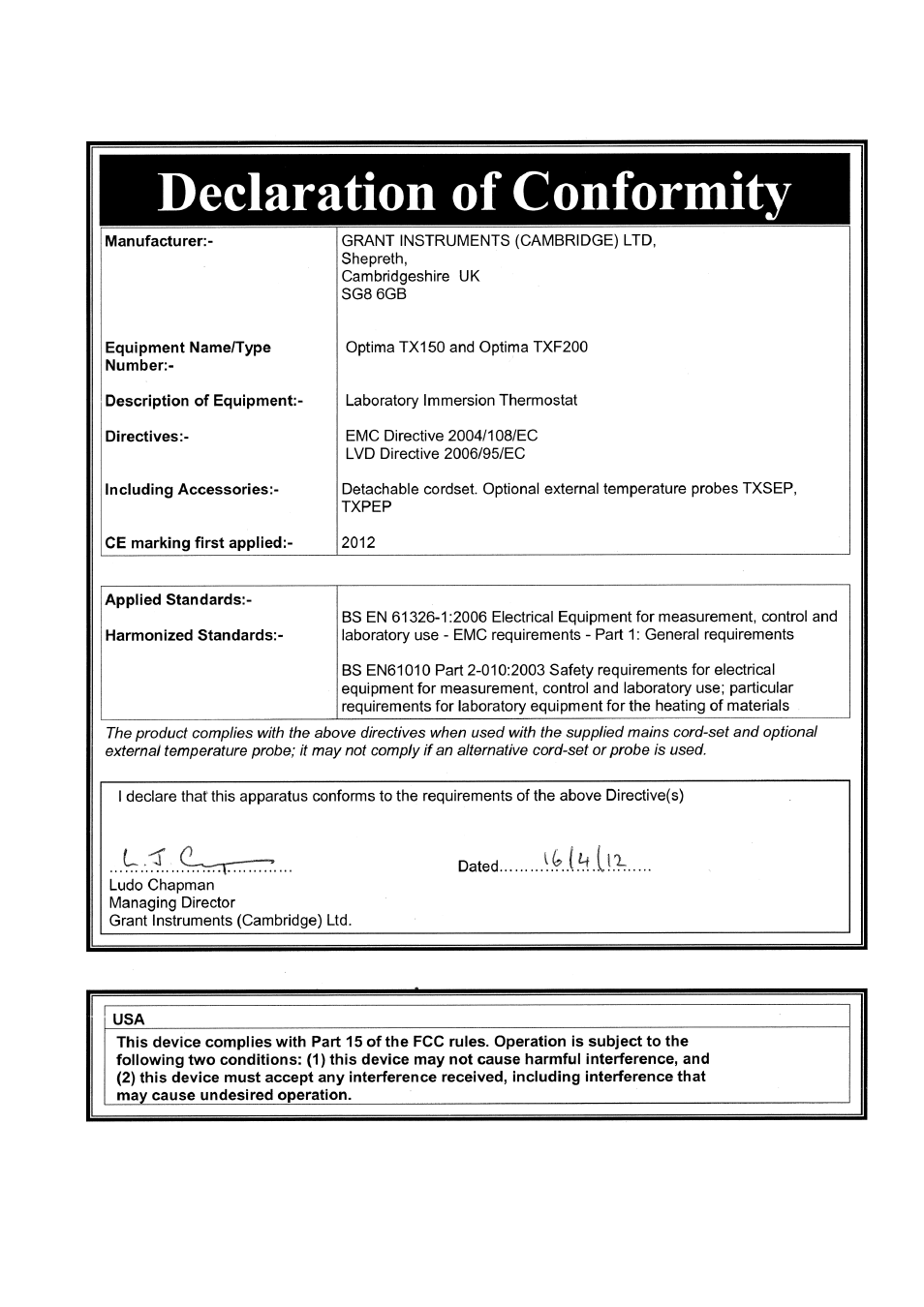 Grant Instruments TXF200 Operating Manual User Manual | Page 213 / 214